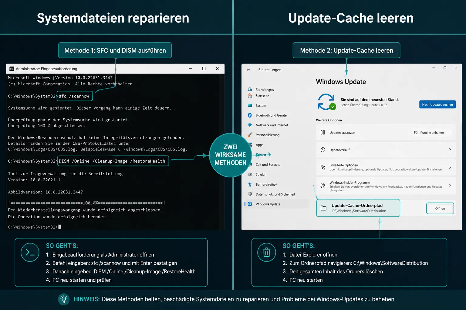 SFC und DISM Befehle in Windows 11 Eingabeaufforderung ausführen