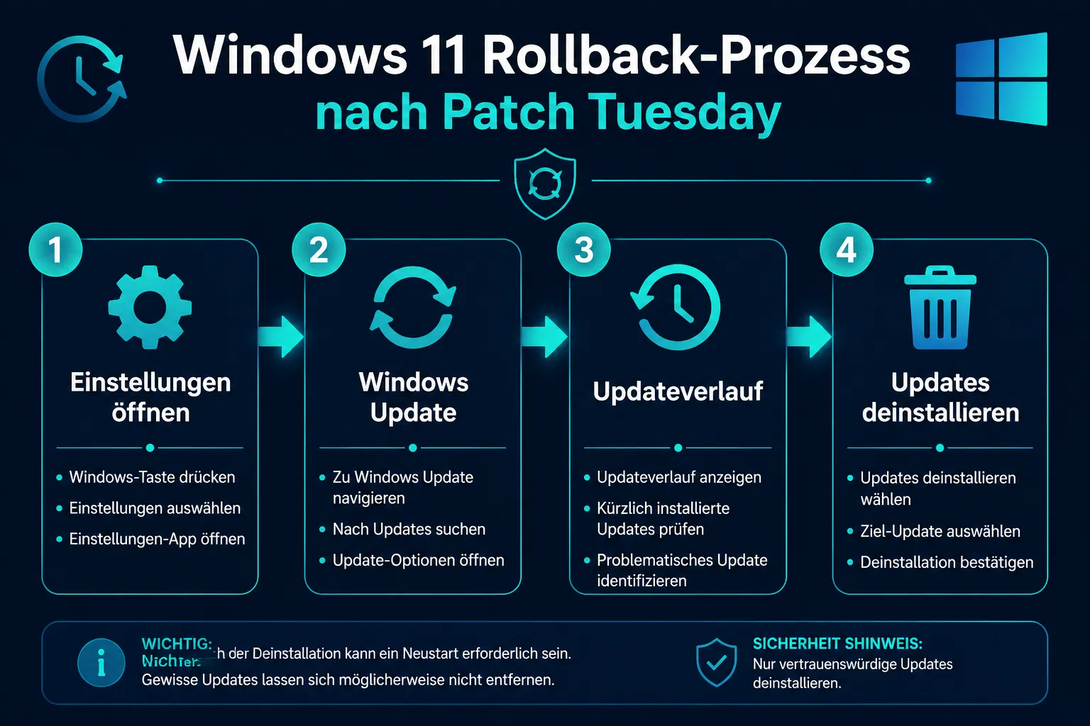Windows 11 Update deinstallieren Rollback Schritt für Schritt