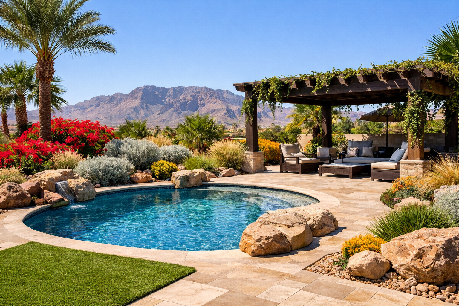Pool Area Desert Landscaping Integration
