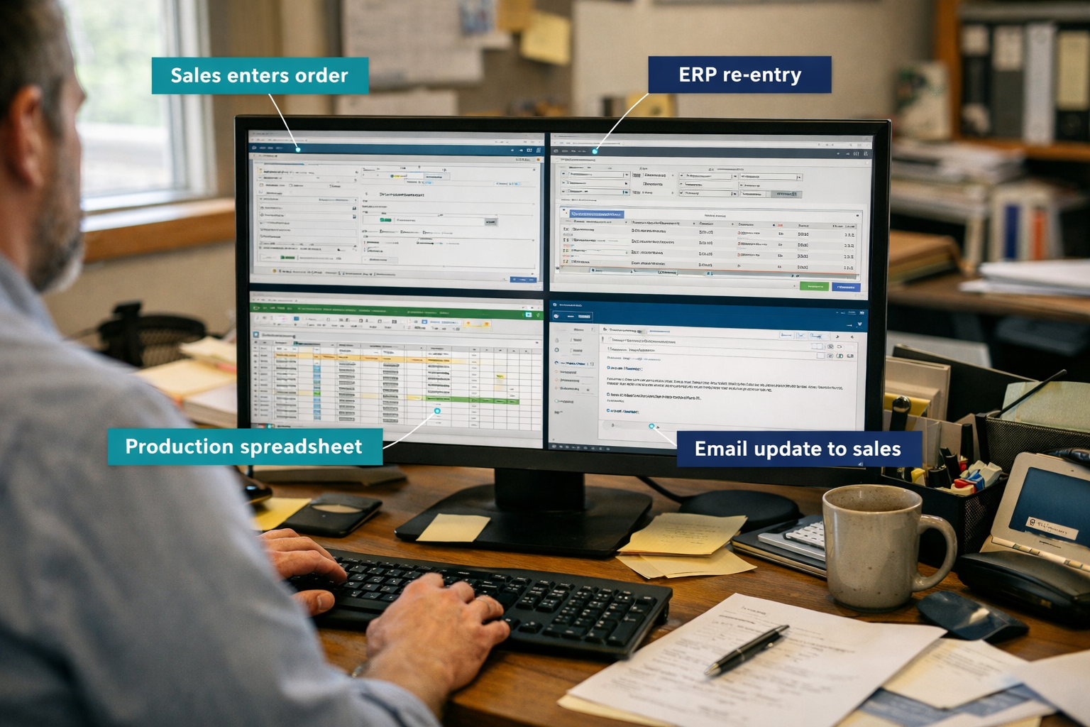 Click to regenerate this image Where Duplicate Data Entry Hides in a Typical Manufacturing Operation