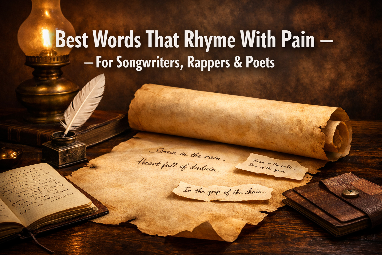 Professional () hero image featuring a parchment scroll unfurling over a dark, textured wooden desk, with a quill pen, an