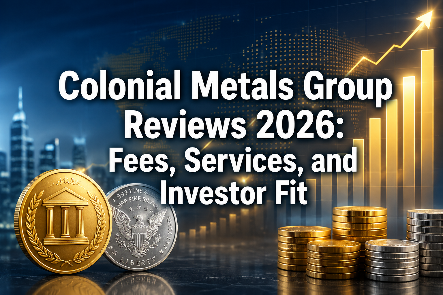 Professional () hero image with : 'Colonial Metals Group Reviews 2026: Fees, Services, and Investor Fit', in a modern white