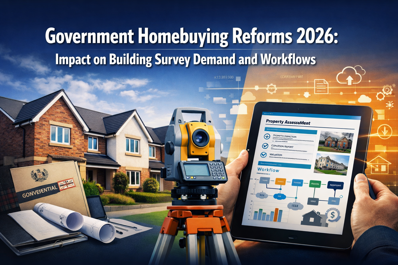 Professional () hero image featuring 'Government Homebuying Reforms 2026: Impact on Building Survey Demand and Workflows' in