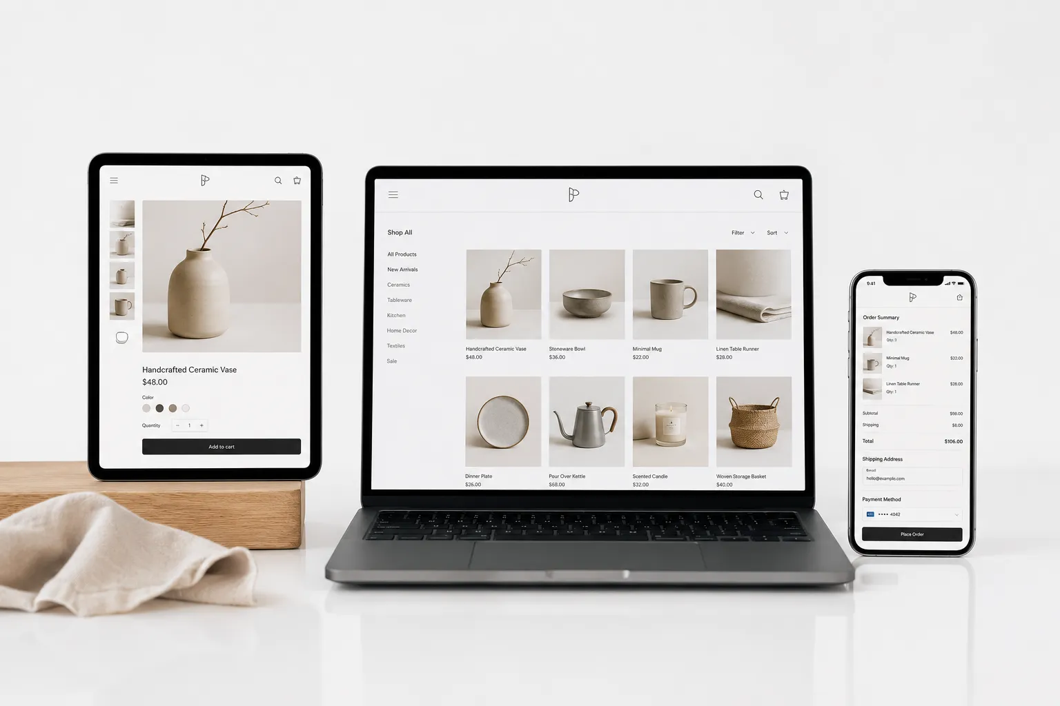 comparing website template options on a laptop screen