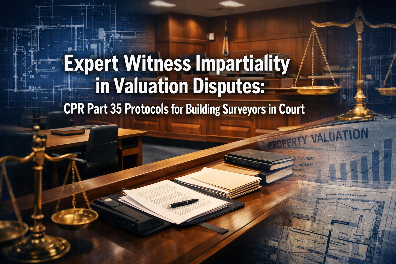 Professional () hero image with 'Expert Witness Impartiality in Valuation Disputes: CPR Part 35 Protocols for Building