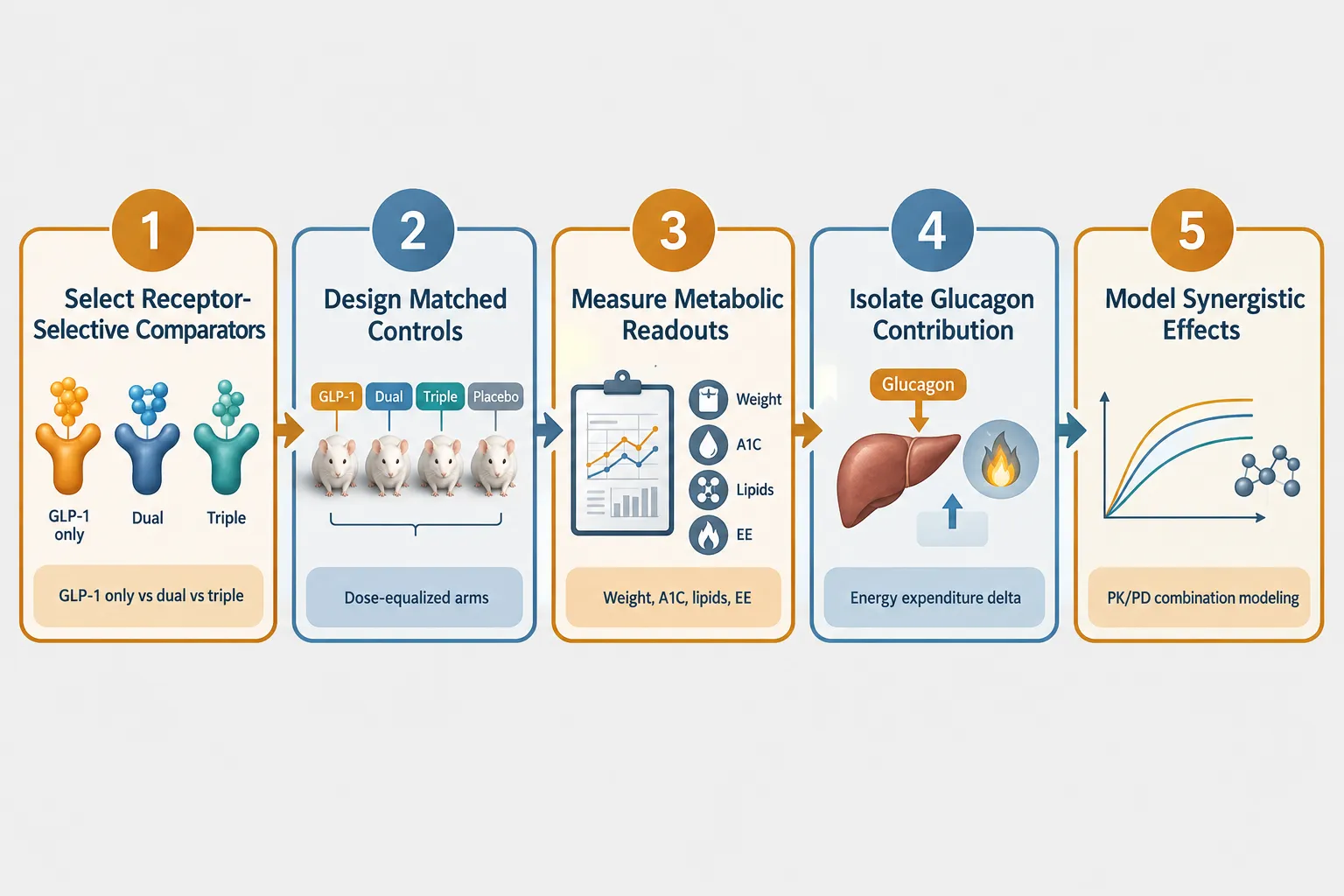 Separating GLP-1, GIP, and Glucagon Effects in Combination Models