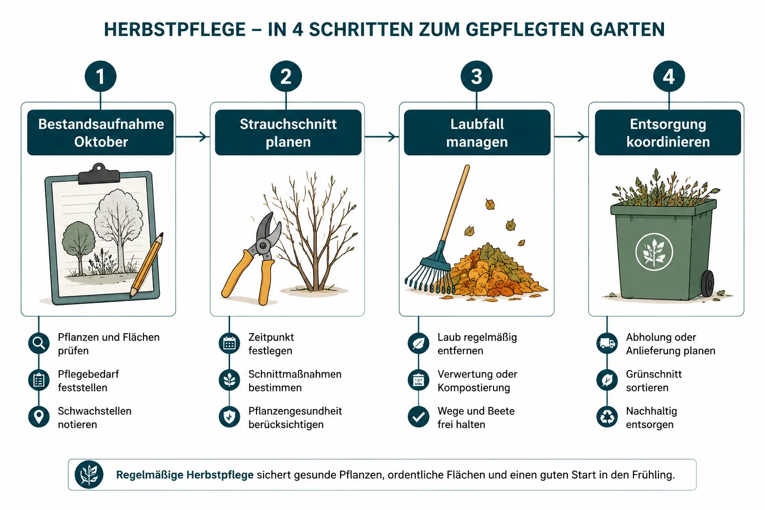 Warum ein Pflegekonzept für Laubfall und Strauchschnitt im Herbst unverzichtbar ist