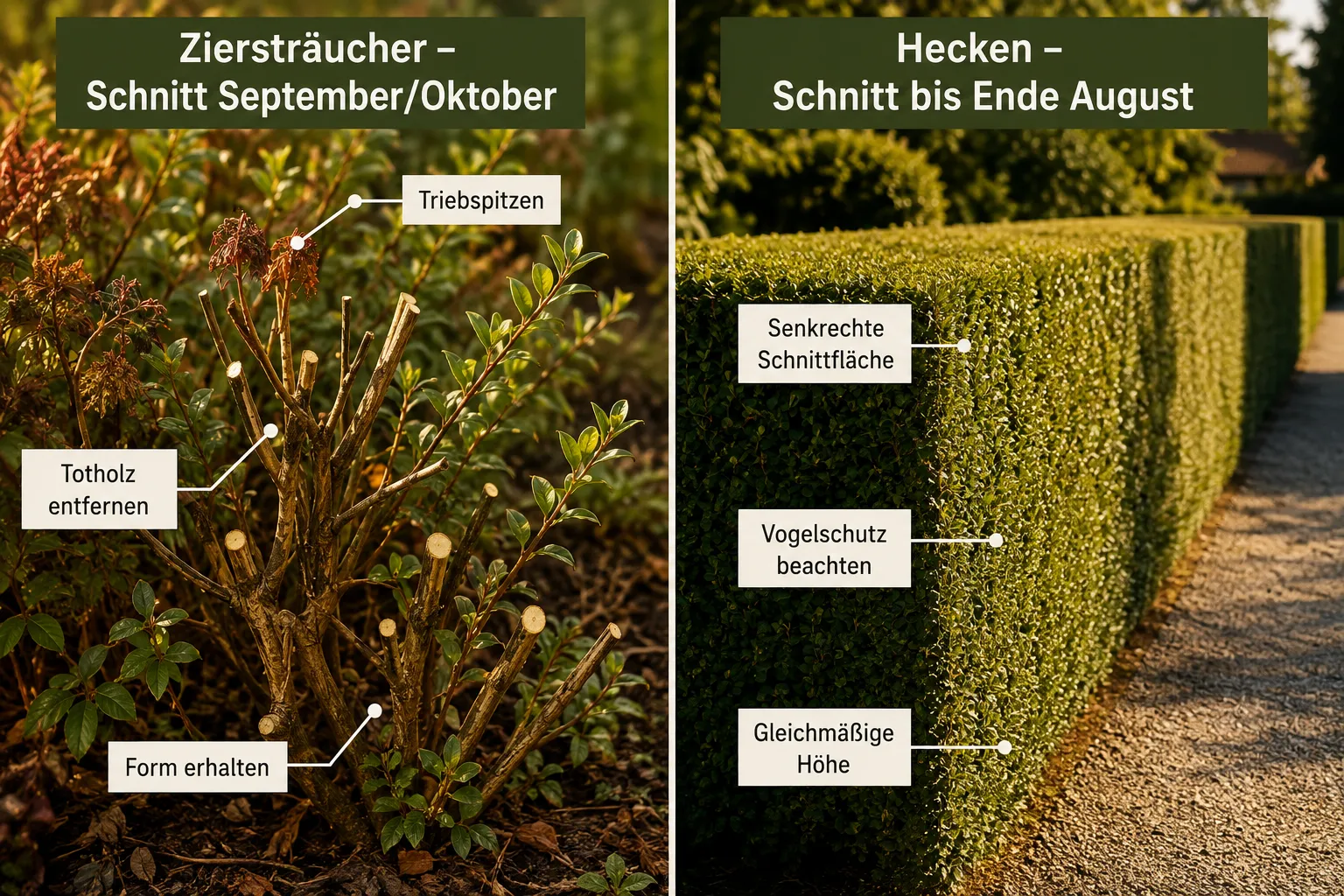Unterschiede bei der Herbstpflege: Ziersträucher und Hecken im Vergleich