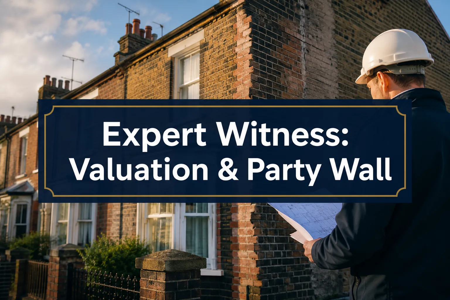 Professional () hero image with (≤42 chars): 'Expert Witness: Valuation & Party Wall' in crisp white on a deep navy