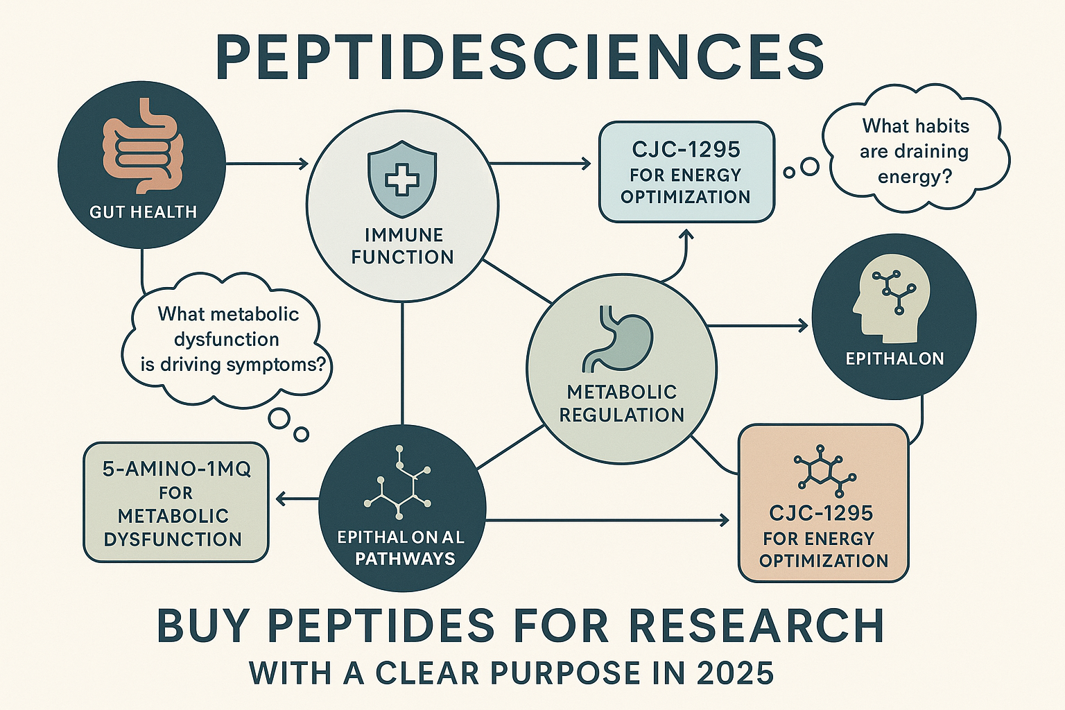 A sophisticated infographic or visual mind map illustrating the interconnectedness of various physiological systems (e.g., gut health, immun