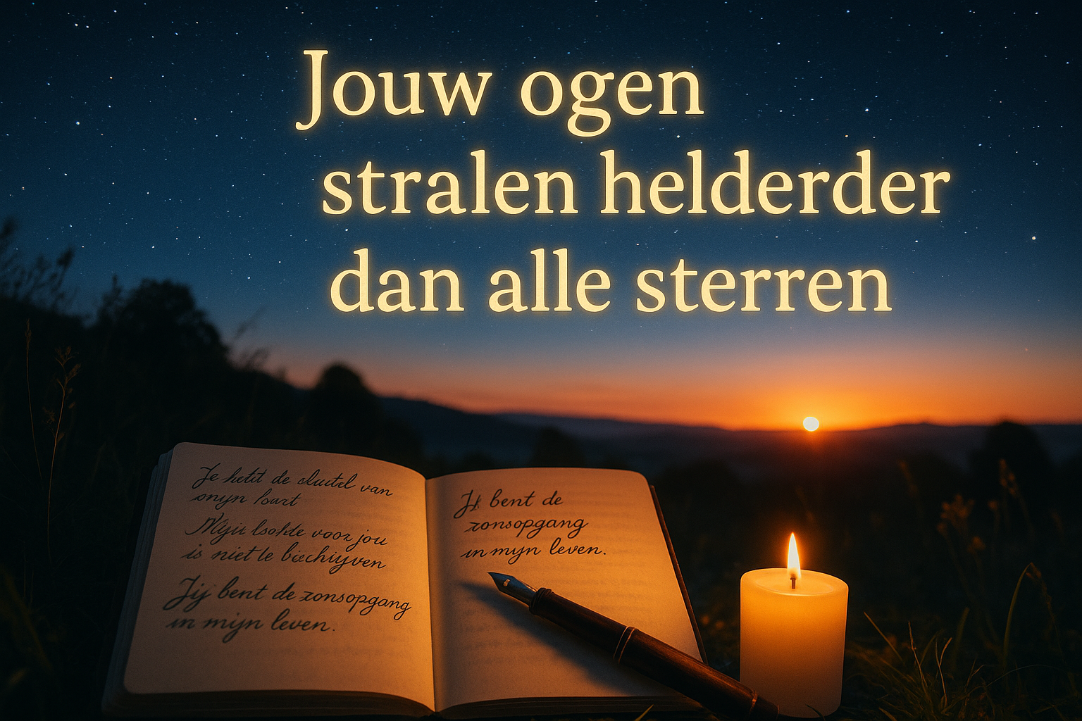 Detailed landscape image (1536x1024) depicting poetic love quotes with nature metaphors visualized through artistic composition. Central foc