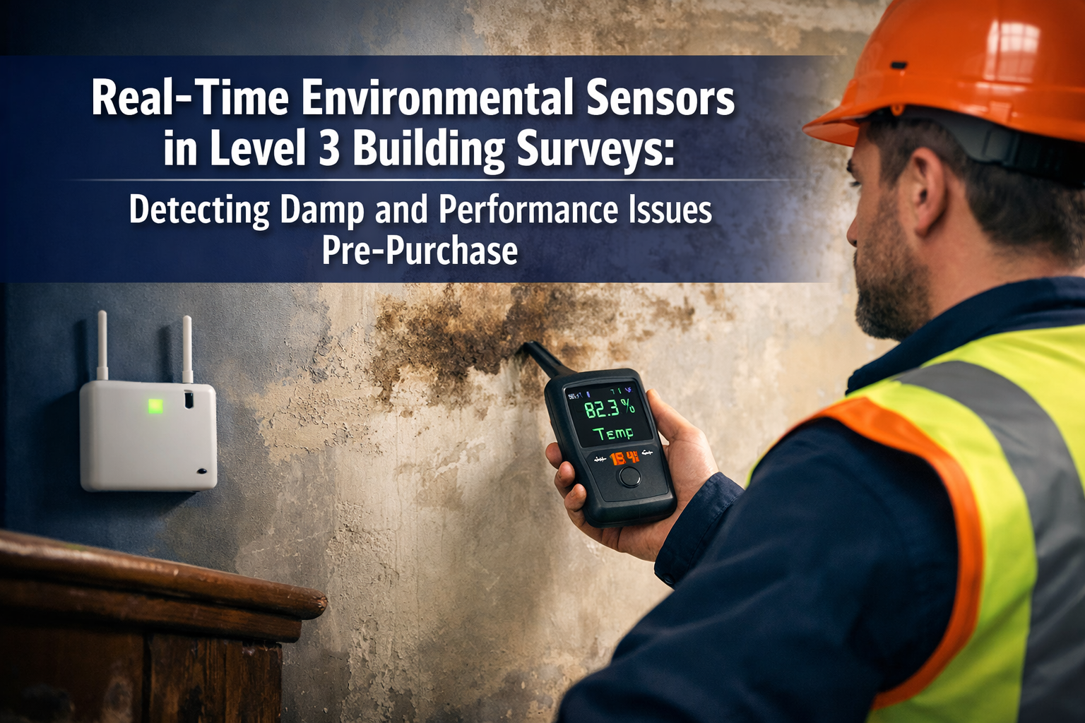 Professional () hero image with 'Real-Time Environmental Sensors in Level 3 Building Surveys: Detecting Damp and Performance