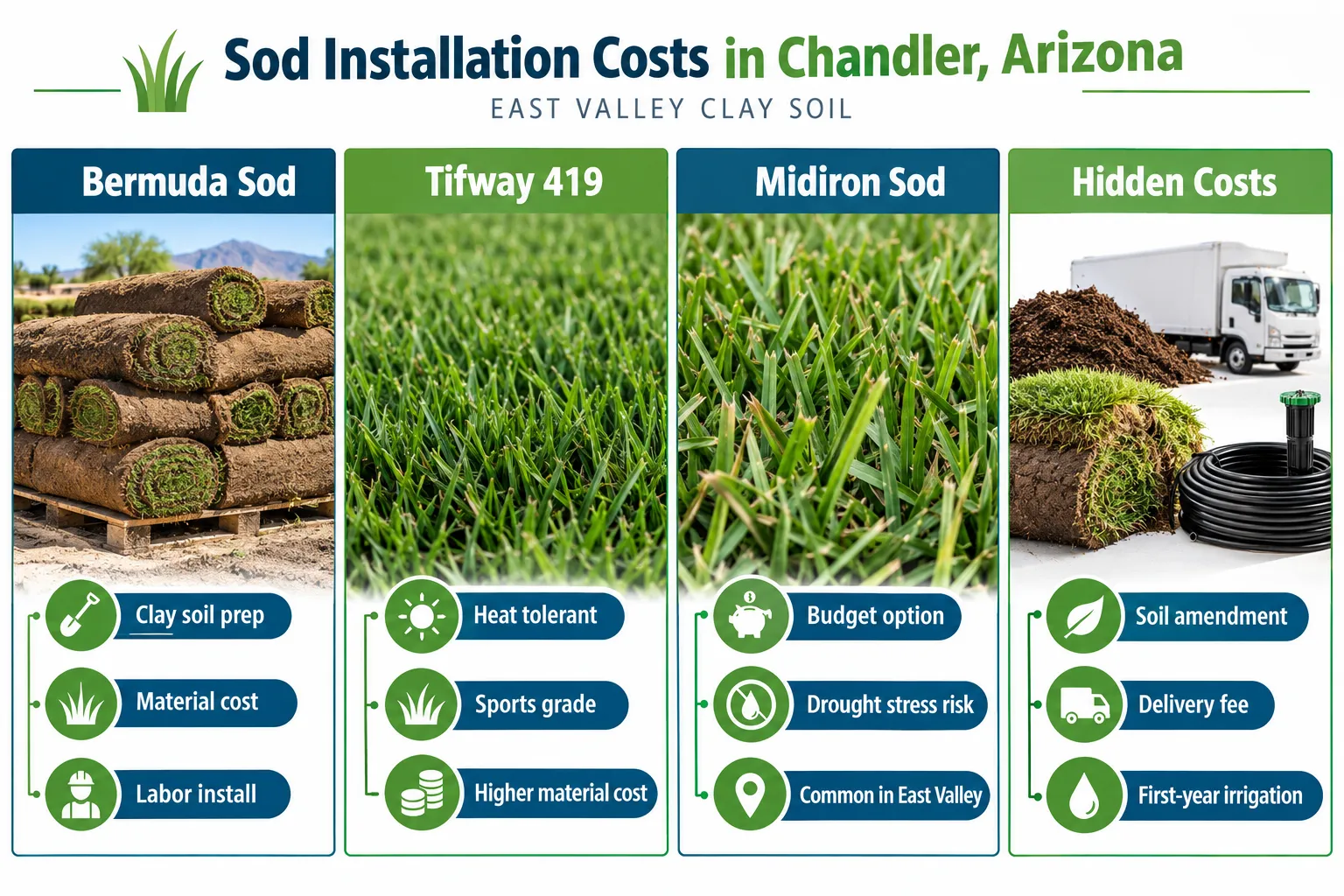 Midiron and Tifway Sod Installation Costs in Chandler