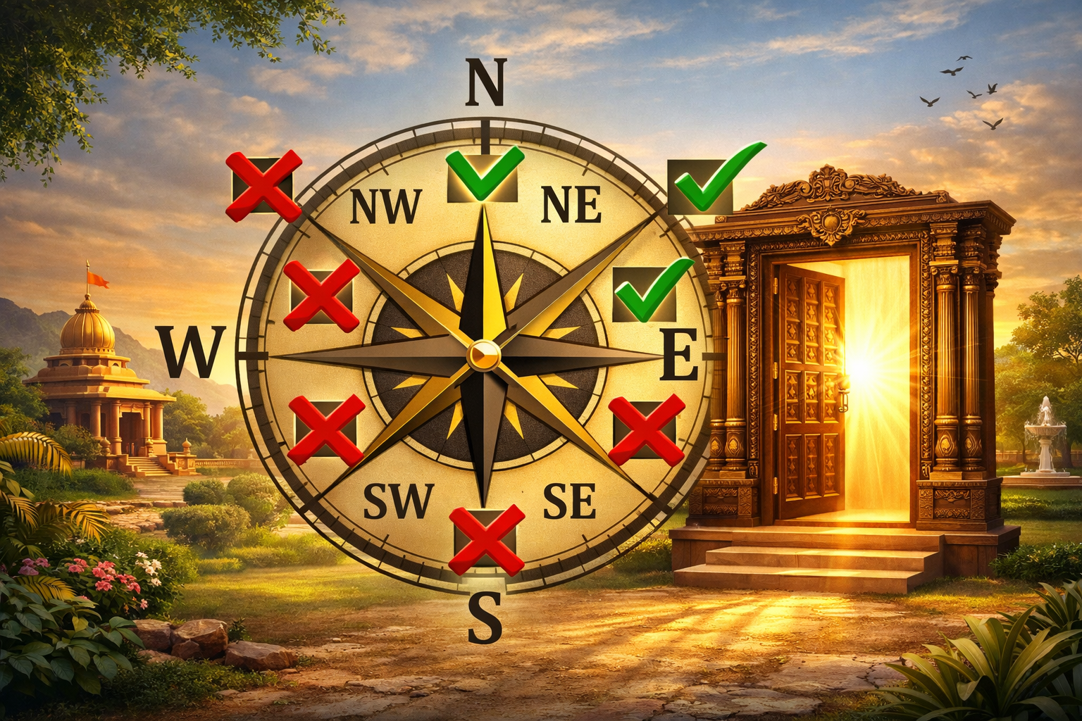 Do not write in Hindi on the images. Must write in English only. Detailed landscape format (1536x1024) image illustrating the specific direc