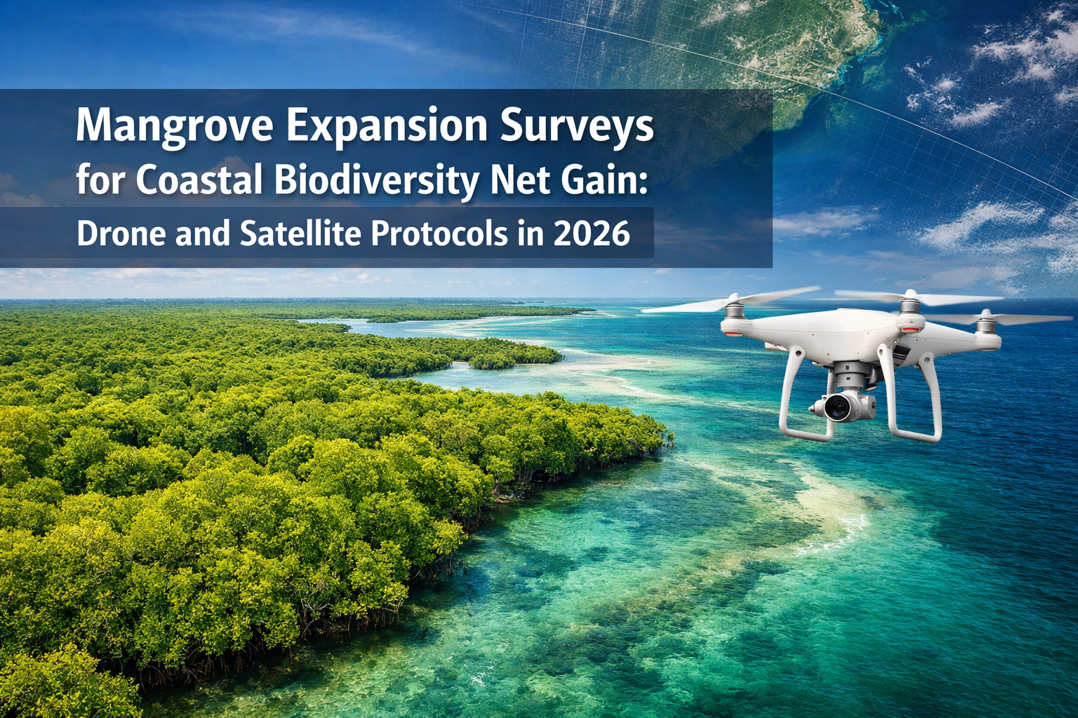 Professional () hero image featuring 'Mangrove Expansion Surveys for Coastal Biodiversity Net Gain: Drone and Satellite