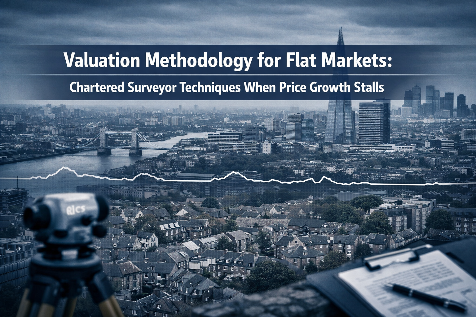 Professional () editorial hero image featuring 'Valuation Methodology for Flat Markets: Chartered Surveyor Techniques When