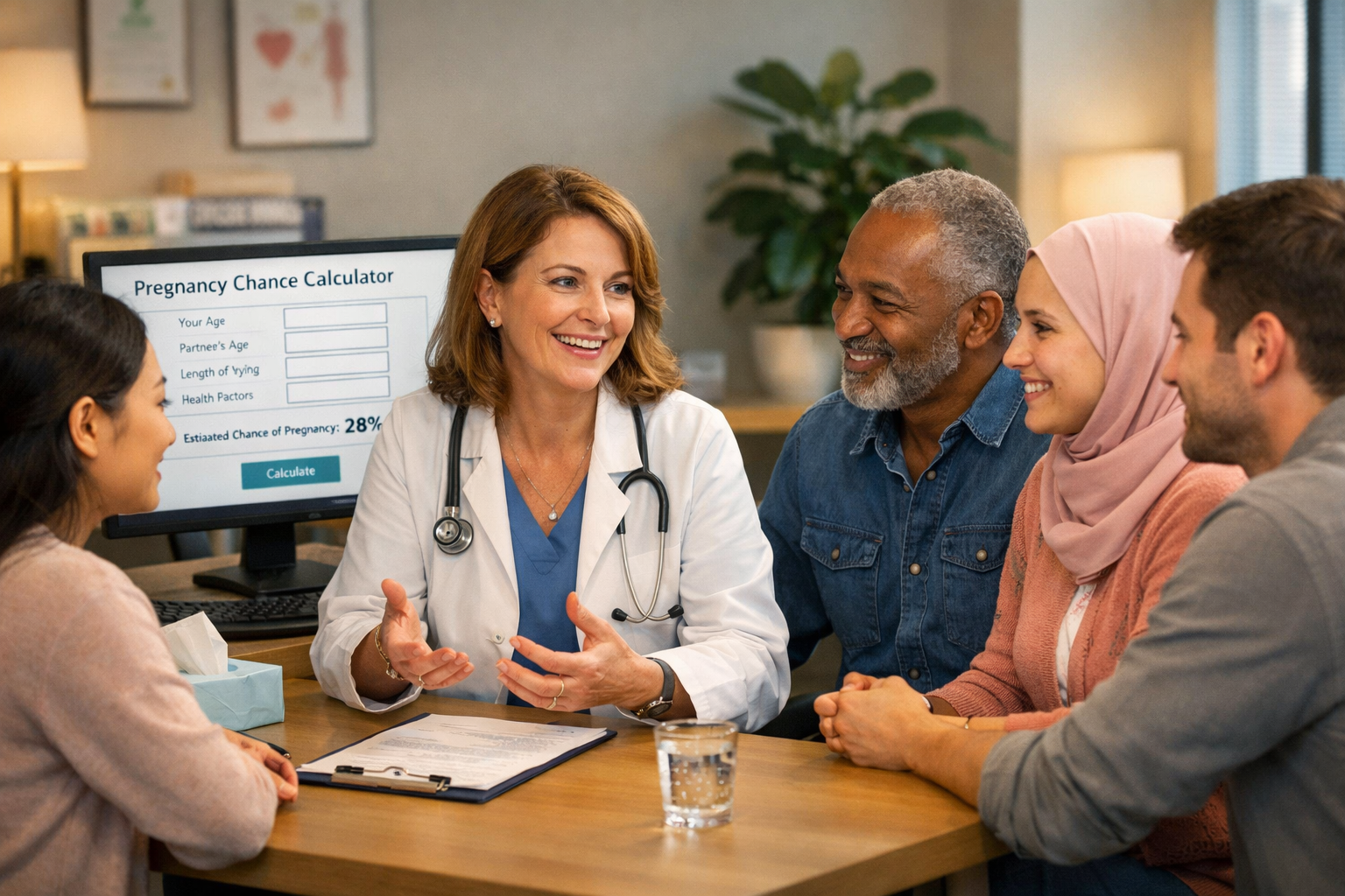 () image illustrating a diverse group of individuals (representing various ages and backgrounds) consulting with a