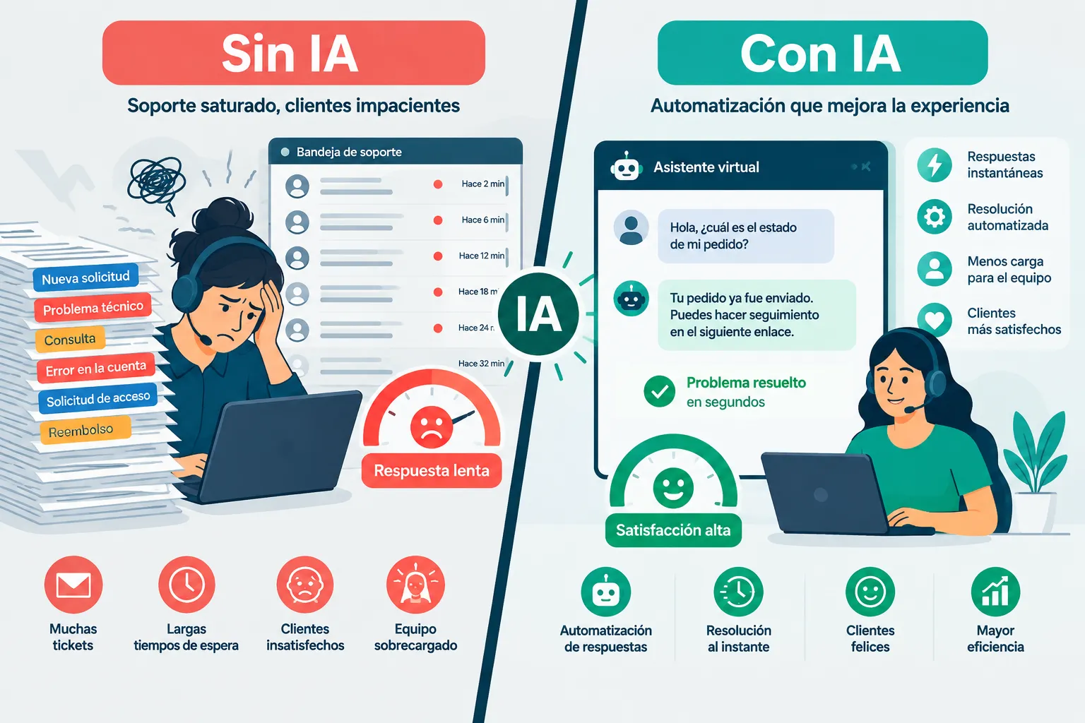 4. Soporte al cliente con IA conversacional y resolución autónoma