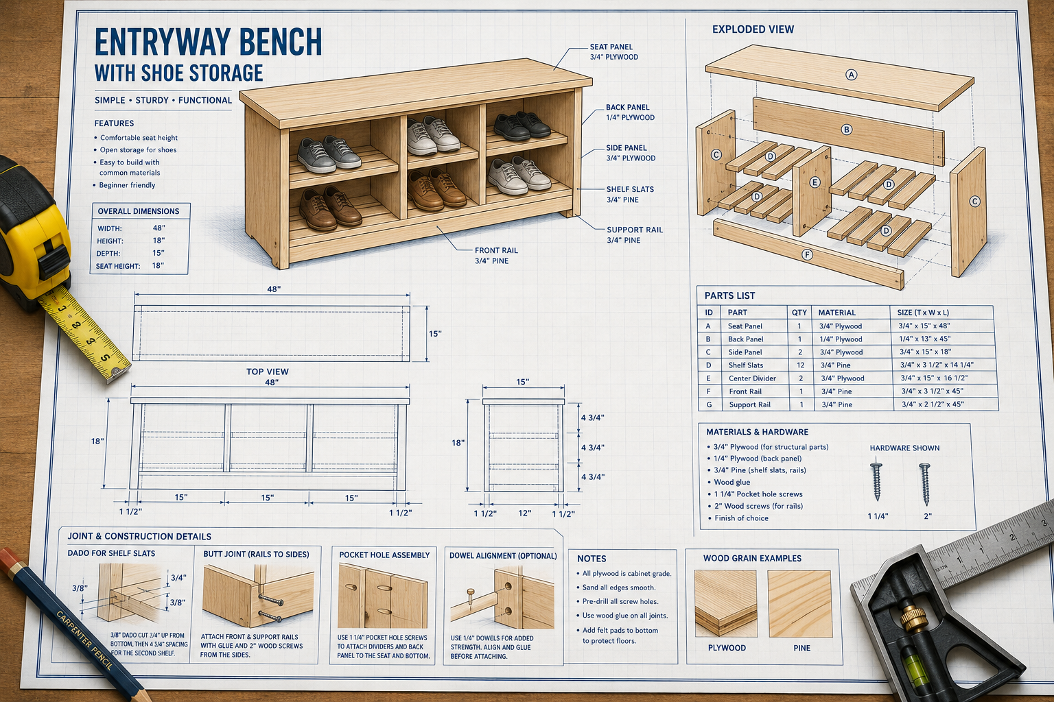 Designing Your Entryway Bench with Shoe Storage