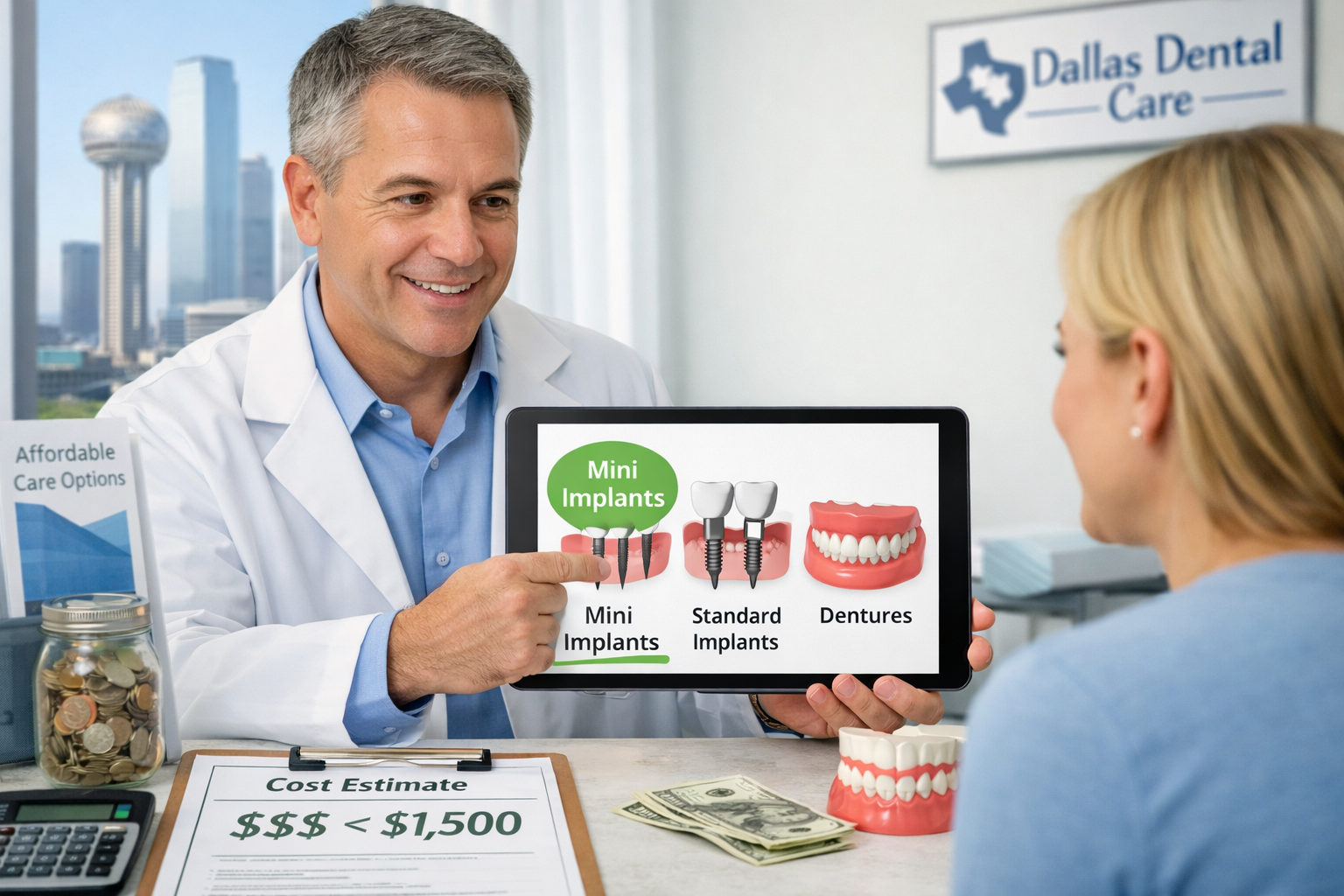 () conceptual image depicting a patient consulting with a dentist, emphasizing an informed decision-making process. The