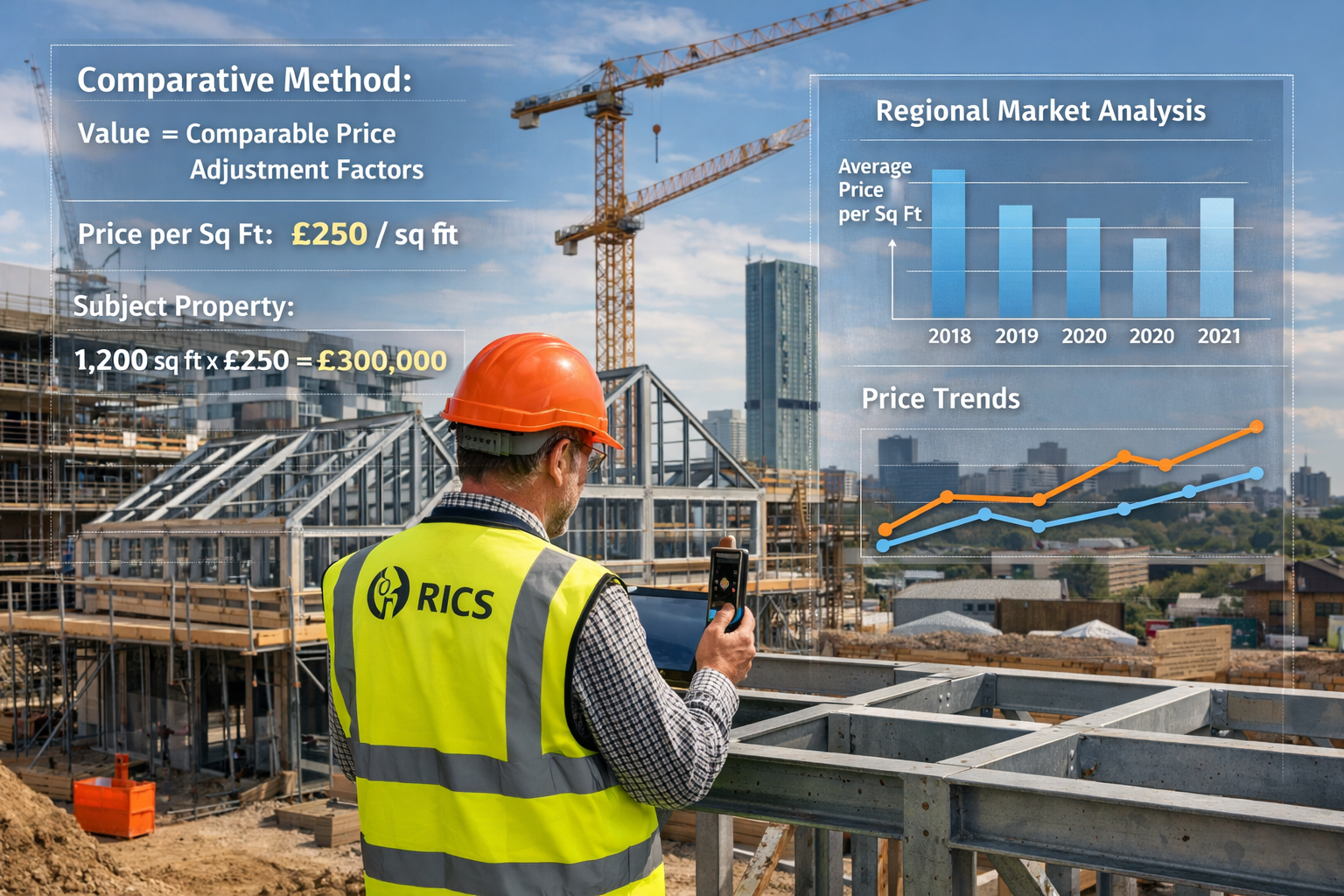 Detailed () image showing professional RICS chartered surveyor conducting on-site valuation assessment at Northern England