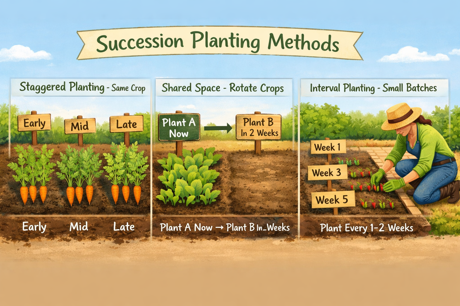 What is a succession planting schedule for beginners (what and when)?