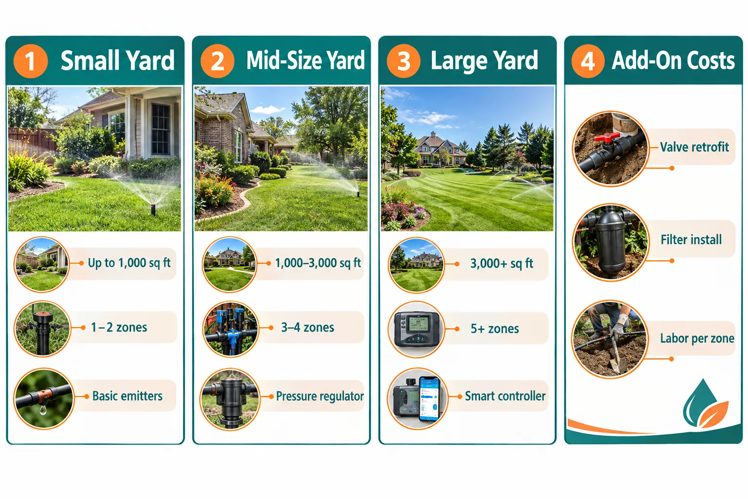 Drip System Installation Price Tiers by Yard Size