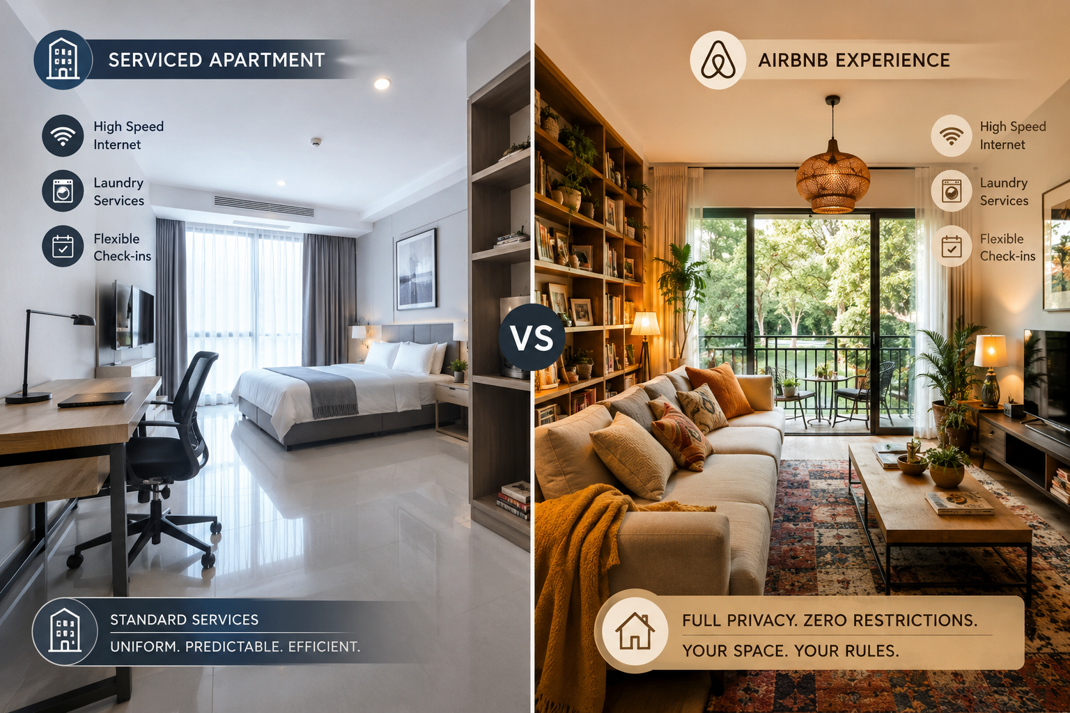 Airbnb vs. Serviced Apartments in Gurgaon: Understanding the Core Differences
