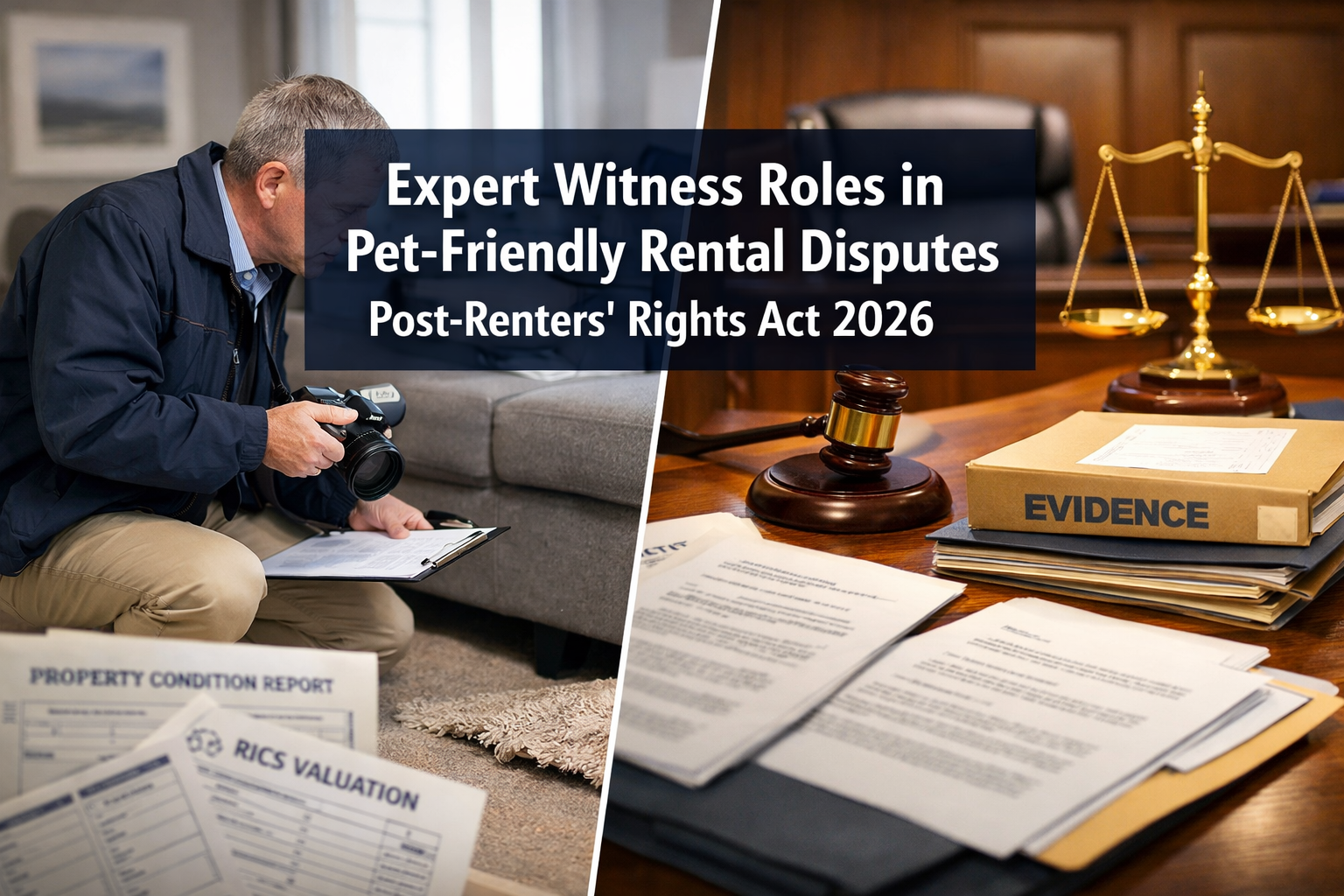 Professional () hero image featuring 'Expert Witness Roles in Pet-Friendly Rental Disputes Post-Renters' Rights Act 2026' in