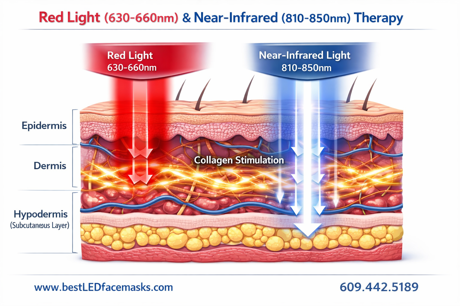 () detailed scientific diagram-style illustration showing cross-section of human skin layers (epidermis, dermis, hypodermis)