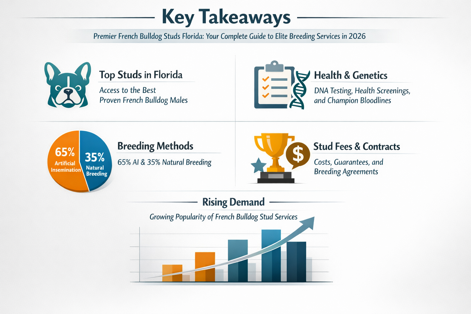 Professional infographic for article "Premier French Bulldog Studs Florida: Your Complete Guide to Elite Breeding Services in 2026", section
