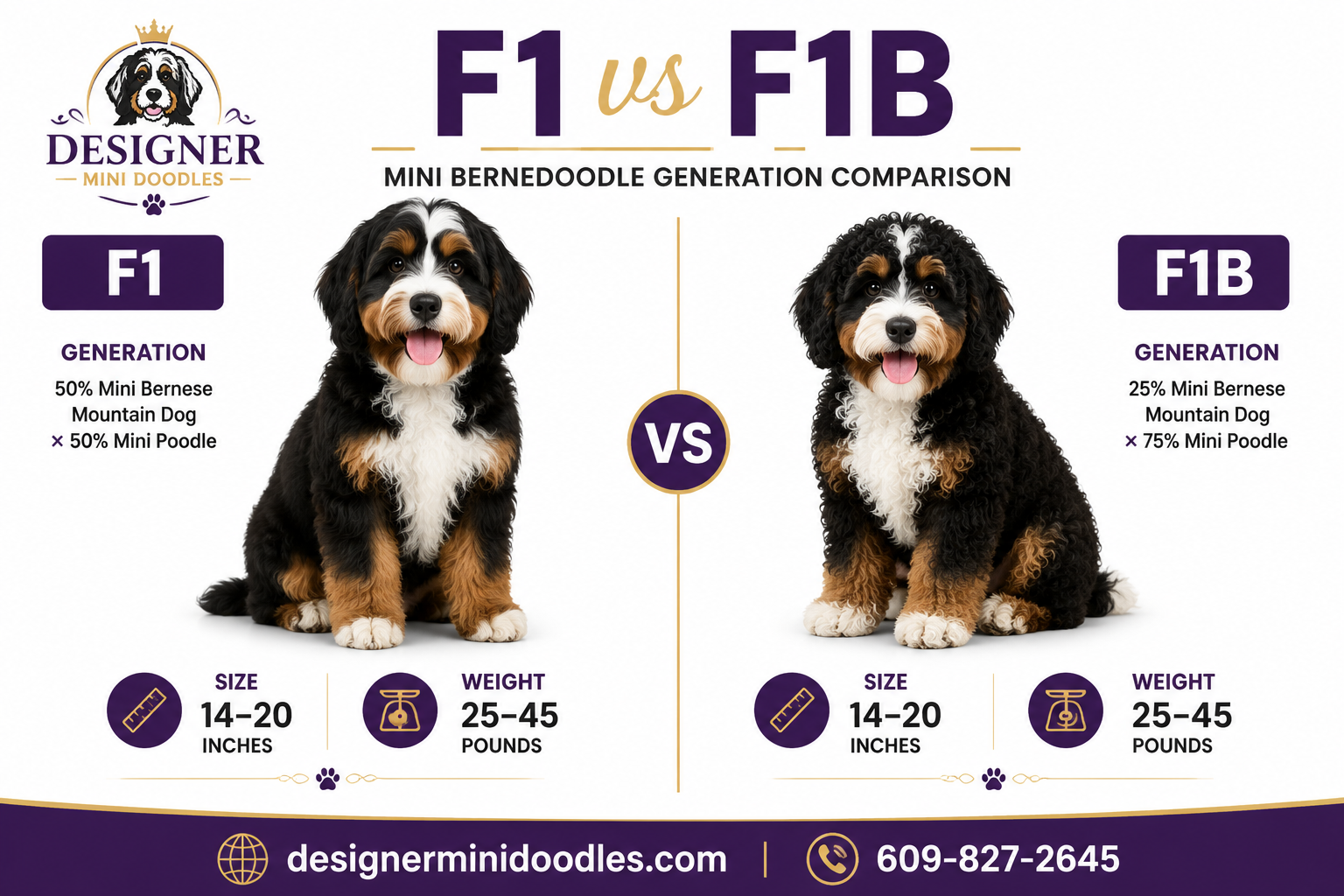 What's the Difference Between F1 and F1B Mini Bernedoodles?