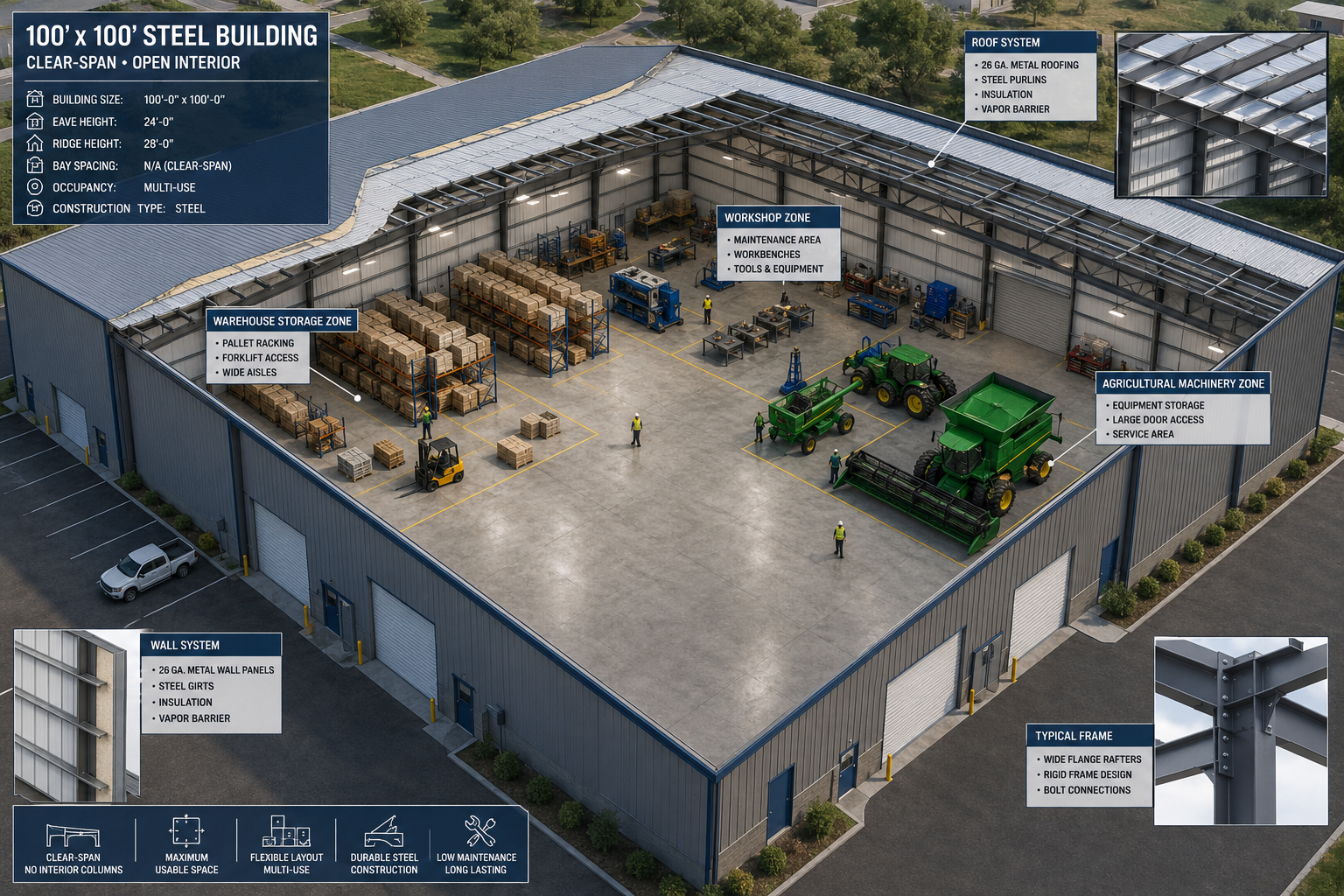What Exactly Is a 100 x 100 Steel Building Used For?