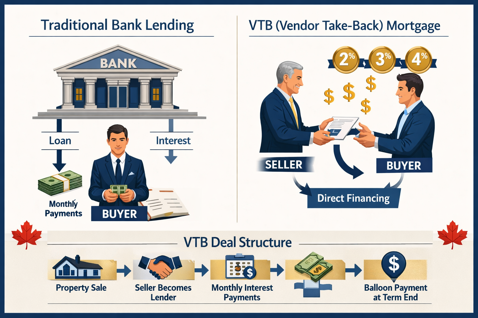 Detailed () infographic-style illustration showing a side-by-side comparison diagram: on the left, a traditional bank