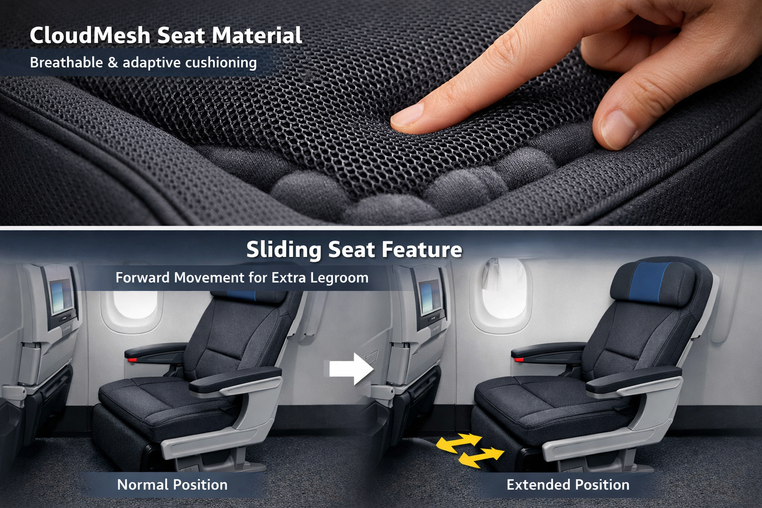CloudMesh seat material and sliding seat feature demonstration