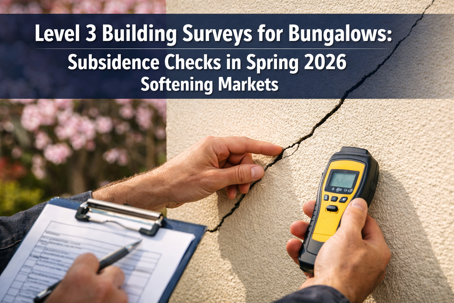 Professional () hero image featuring 'Level 3 Building Surveys for Bungalows: Subsidence Checks in Spring 2026 Softening