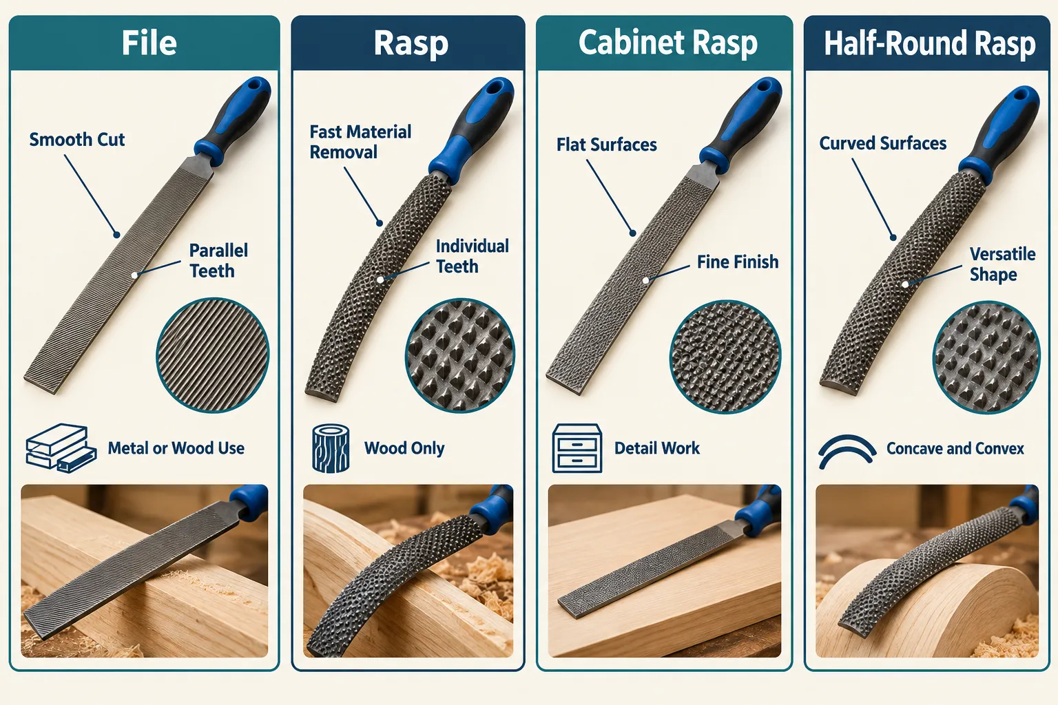 What's the Difference Between a File and a Rasp for Woodworking