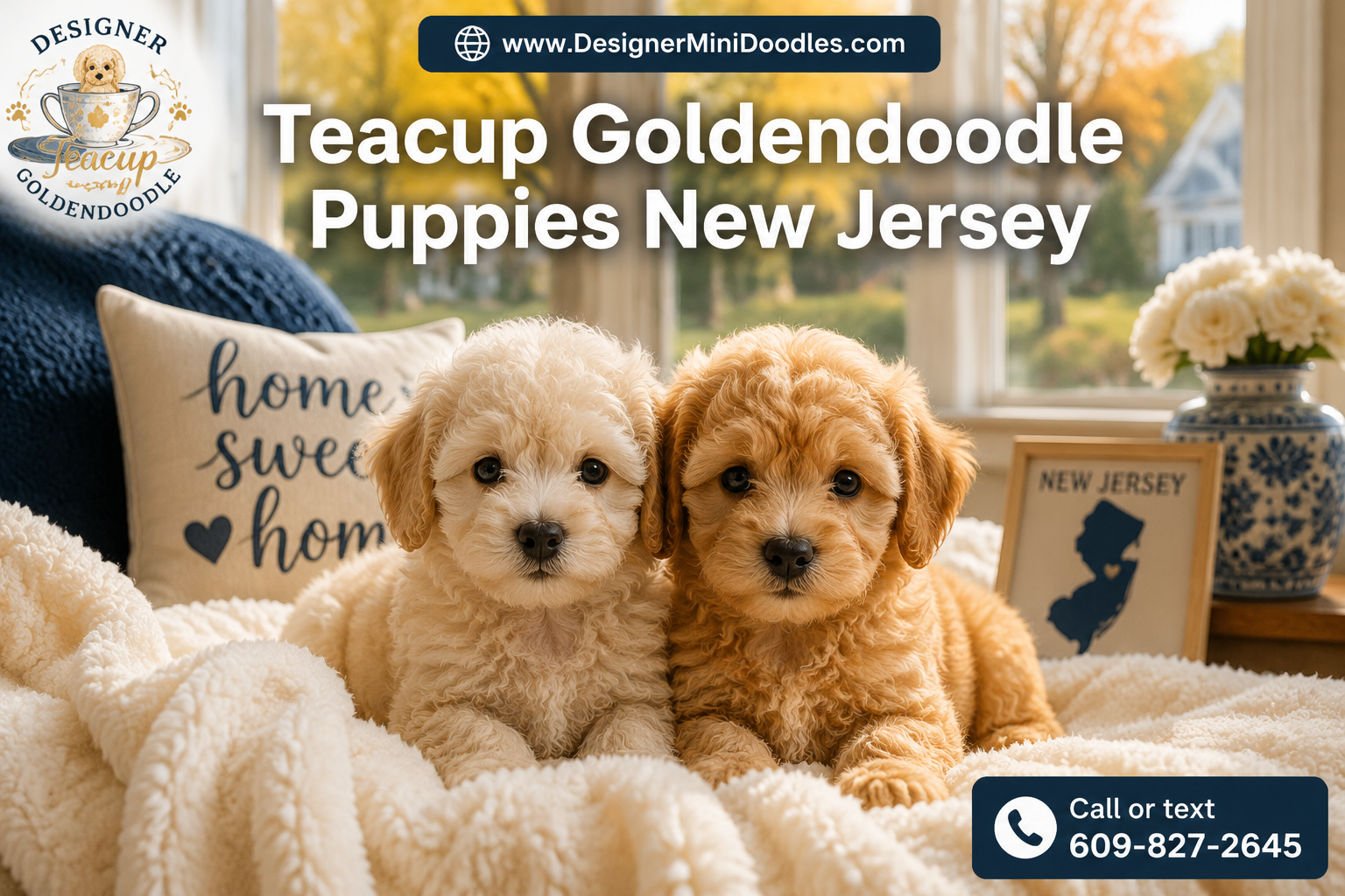 Professional () editorial hero image featuring 'Teacup Goldendoodle Puppies New Jersey' in crisp white with soft drop ,