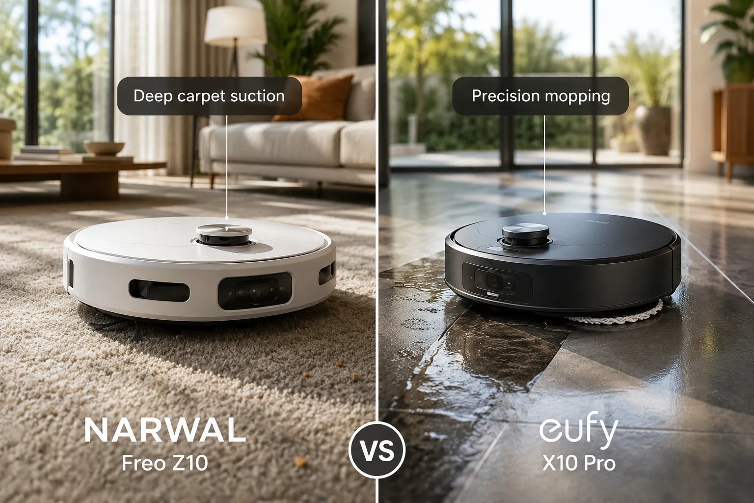 Narwal Freo Z10 vs Eufy X10 Pro: Performance on Vacuuming and Suction Power