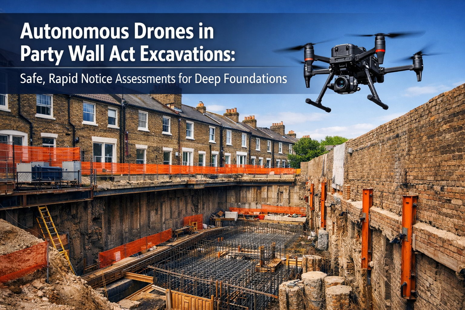 Professional () hero image with 'Autonomous Drones in Party Wall Act Excavations: Safe, Rapid Notice Assessments for Deep