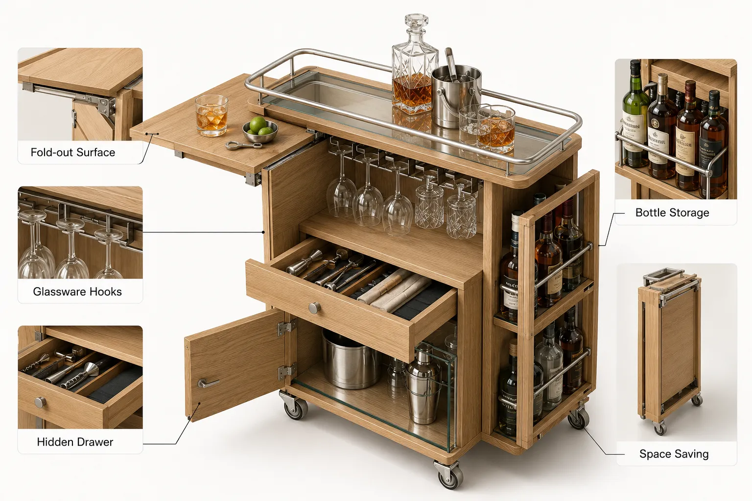 Building Your Own Compact Home Bar Cart and Beverage Station