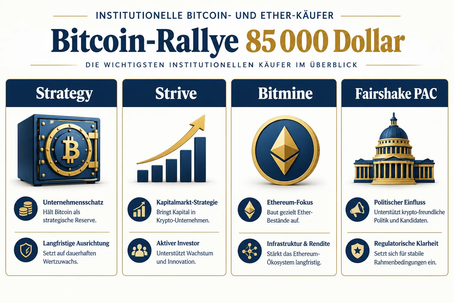 Institutionelle Käufer treiben Bitcoin Rally 85000 Dollar voran