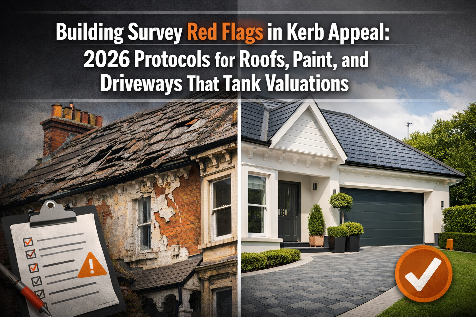Professional () hero image featuring 'Building Survey Red Flags in Kerb Appeal: 2026 Protocols for Roofs, Paint, and