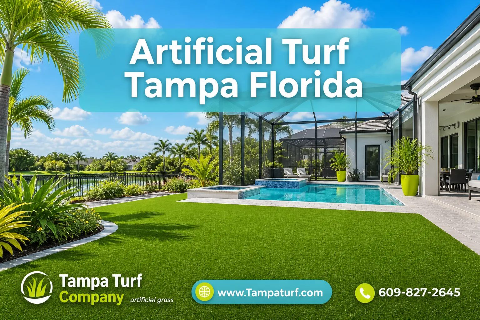 Professional () editorial hero image with SHORT (≤42 chars): 'Artificial Turf Tampa Florida', centered on the upper third