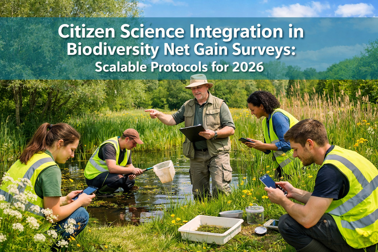 Professional () hero image featuring 'Citizen Science Integration in Biodiversity Net Gain Surveys: Scalable Protocols for