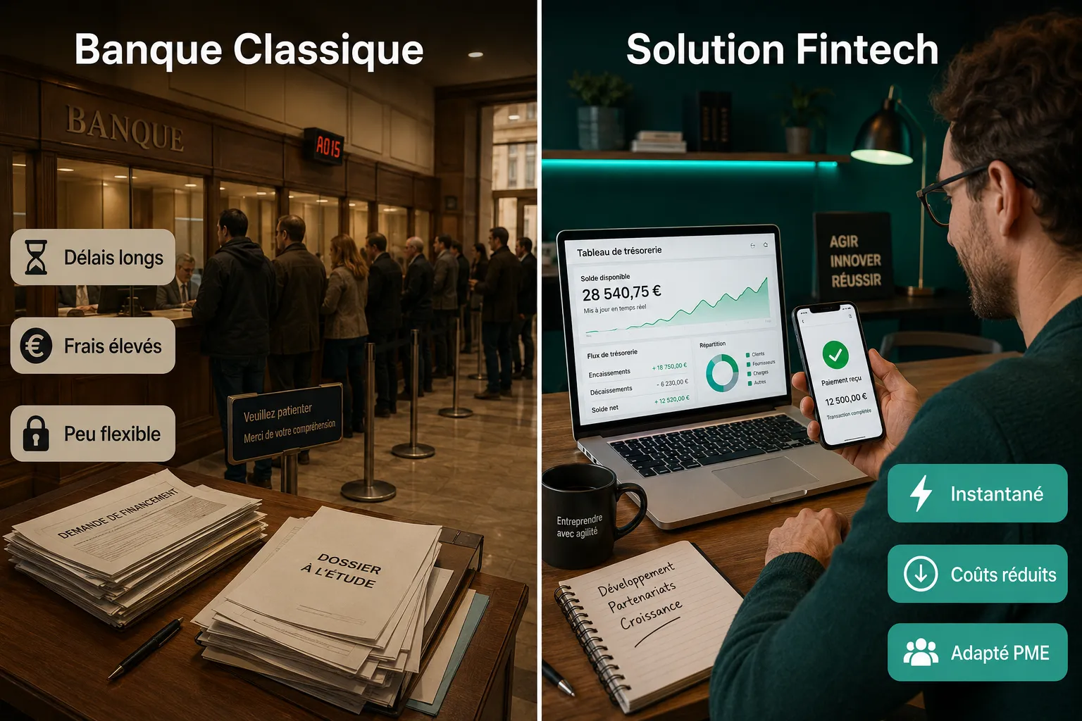 Fintech solutions vs banque traditionnelle pour les entreprises françaises