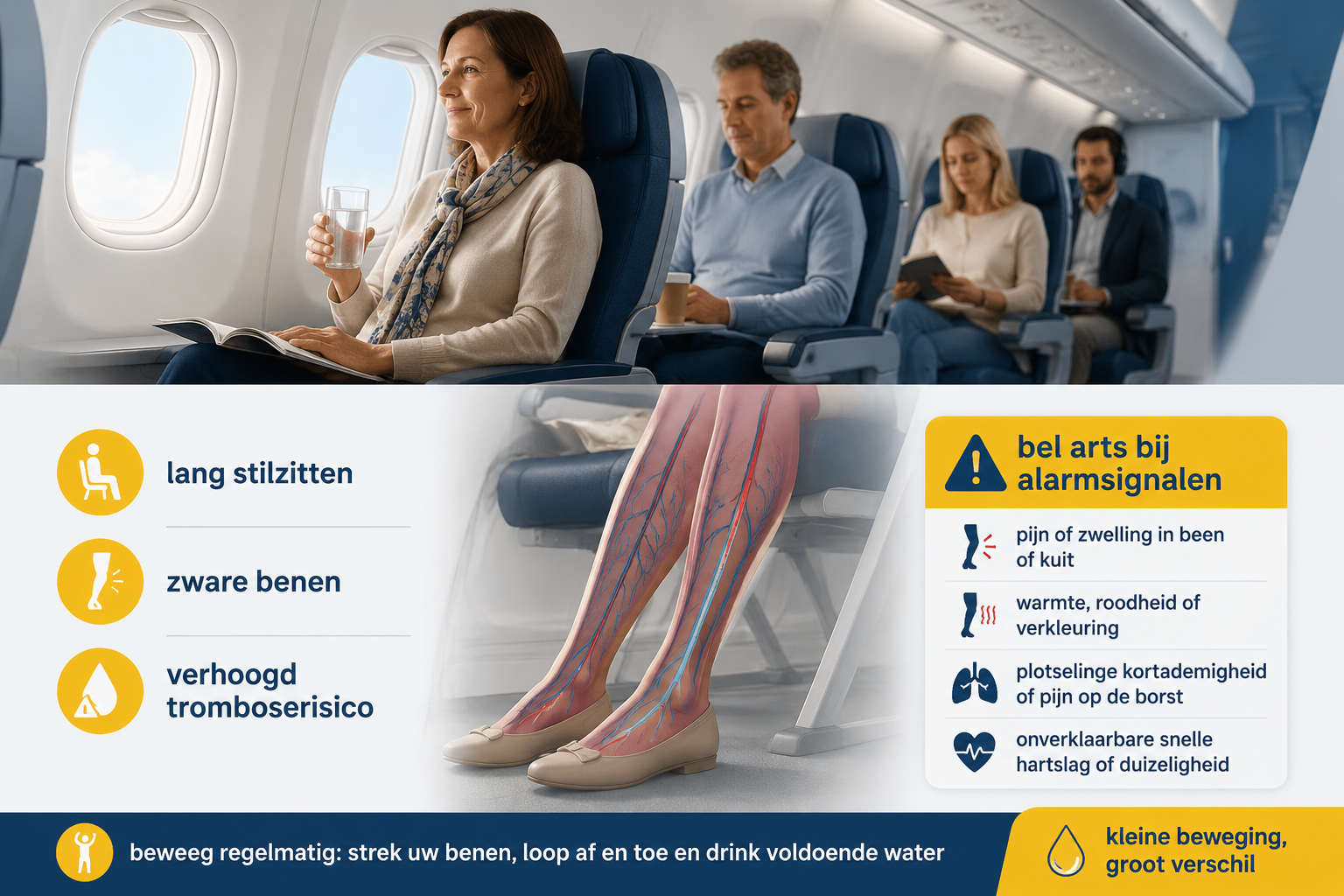 Wat zijn de oorzaken van stijfheid na een lange vlucht?