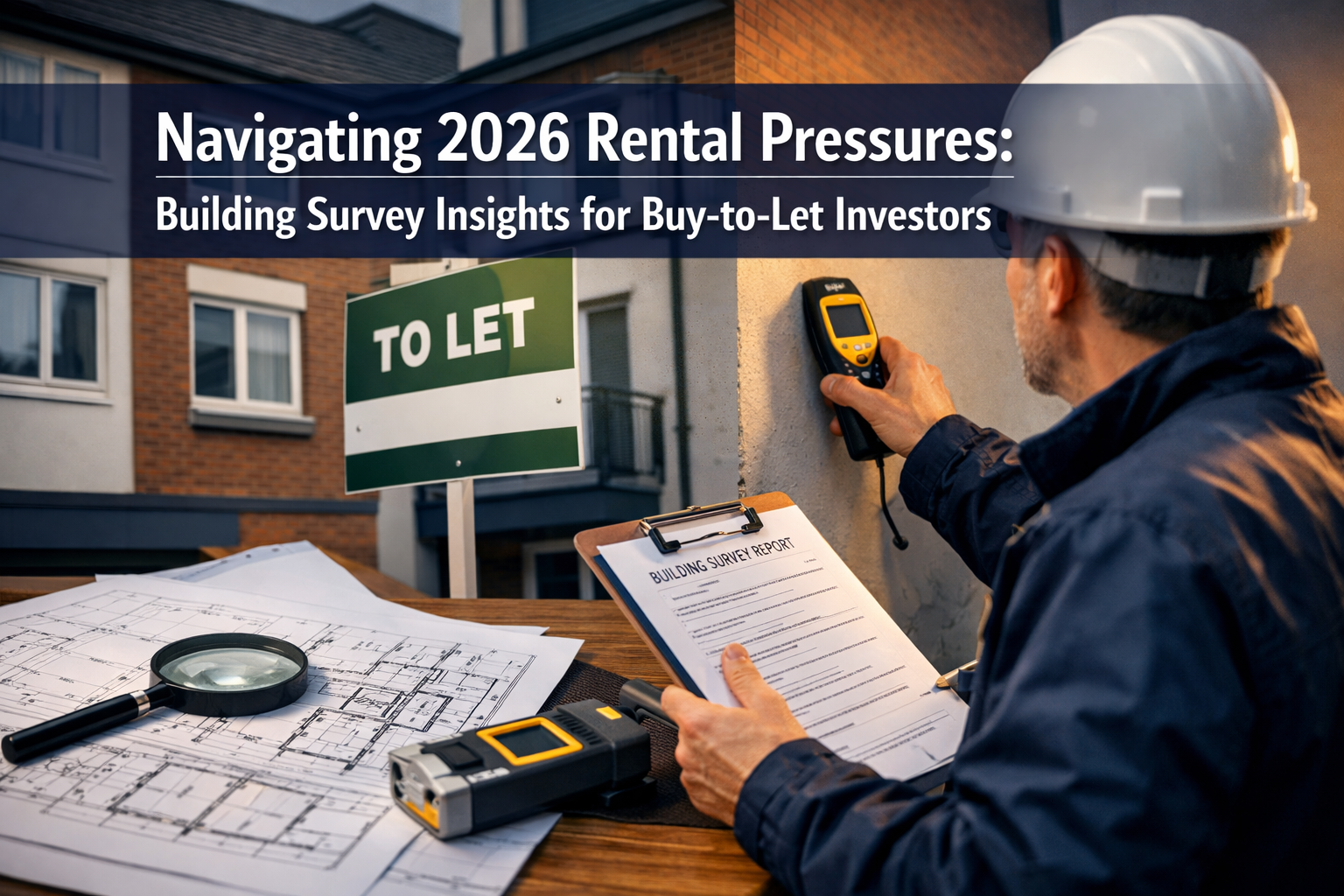 Professional () hero image featuring 'Navigating 2026 Rental Pressures: Building Survey Insights for Buy-to-Let Investors'