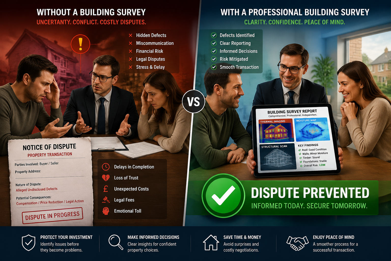 () composite infographic-style image showing a side-by-side comparison: left panel depicts a formal legal dispute document,