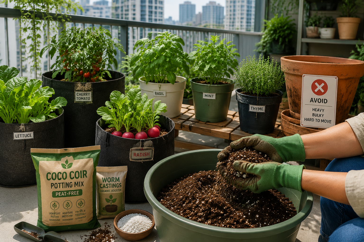 Alternatives to Heavy Clay Pots for Apartment Gardening